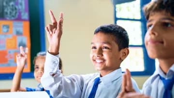 Boy Raising Hand