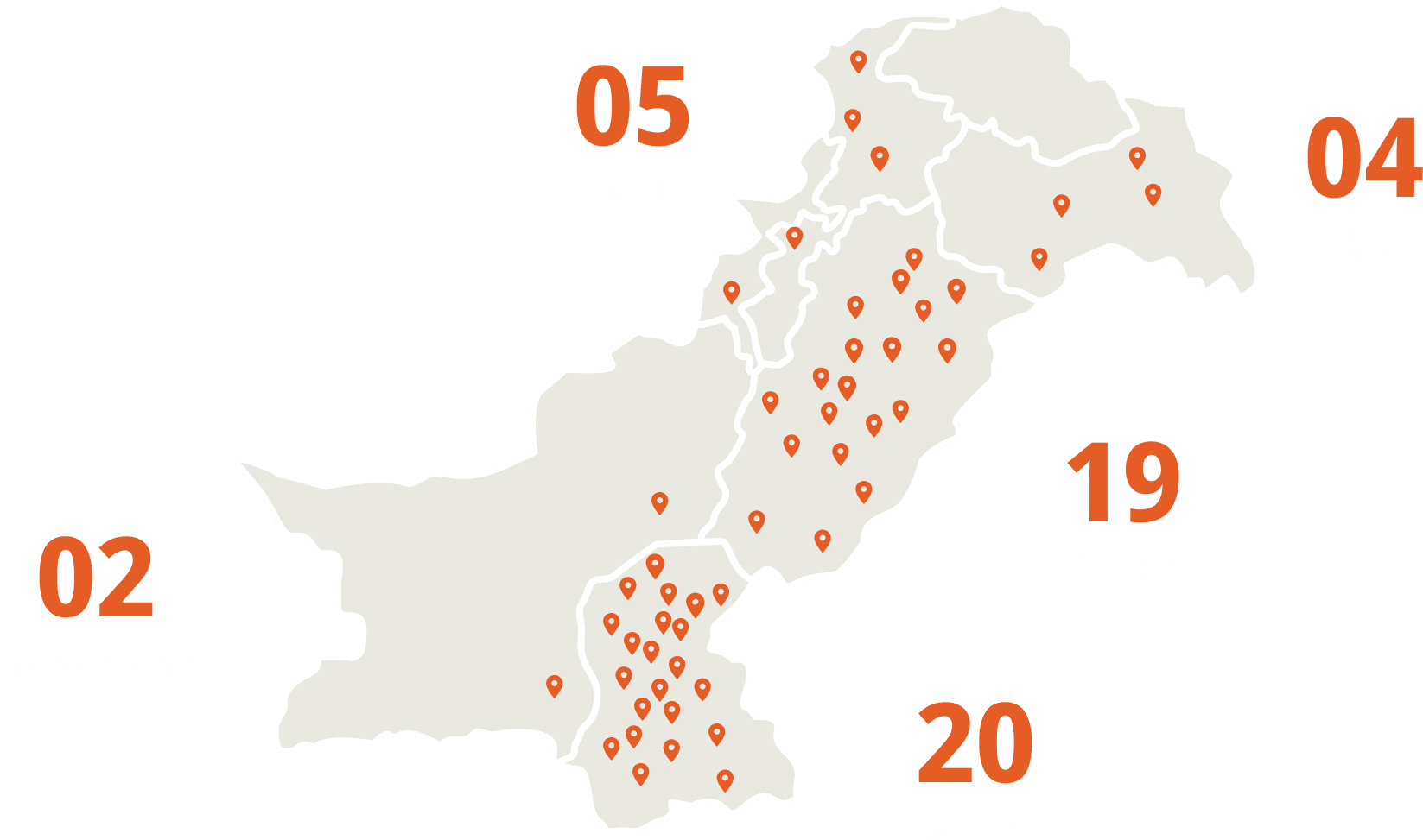 Map of Deaf Reach Satellite School locations across Pakistan